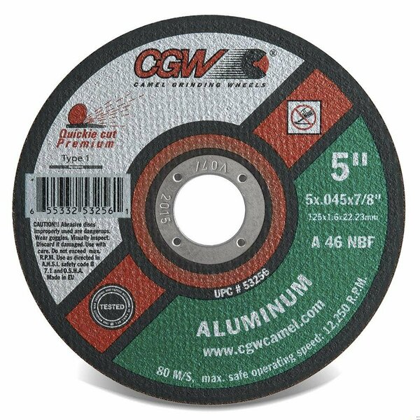 Cgw Abrasives Quickie Cut Flat Thin Depressed Center Wheel, 4-1/2 in Dia x 0.045 in THK, 46 Grit, Aluminum Oxide A 45146